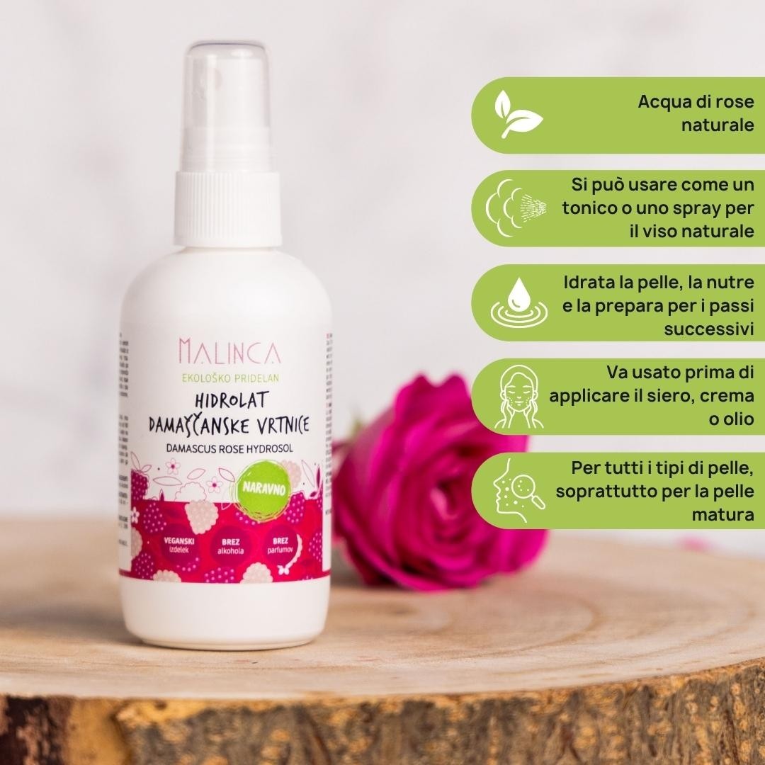 Idrolato di rosa damascena bio 100 ml Malinca.it