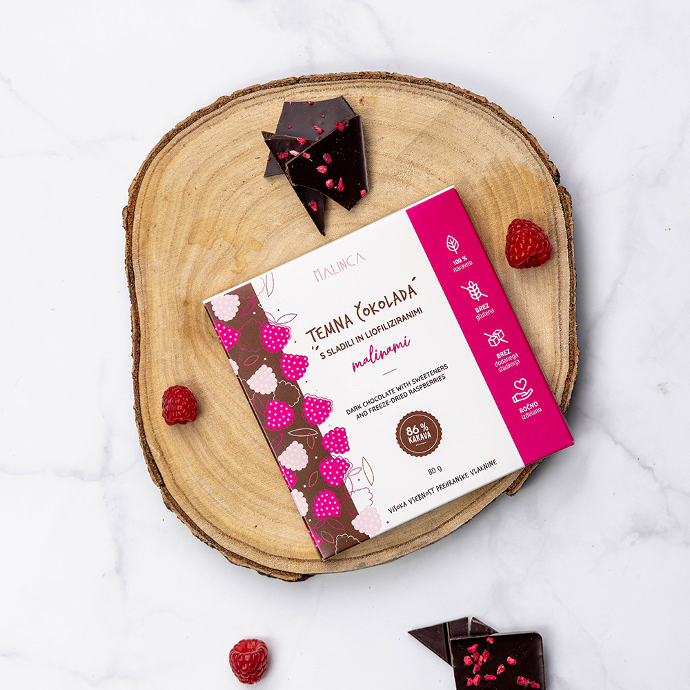 Cioccolato fondente con stevia - Al lampone 80 g