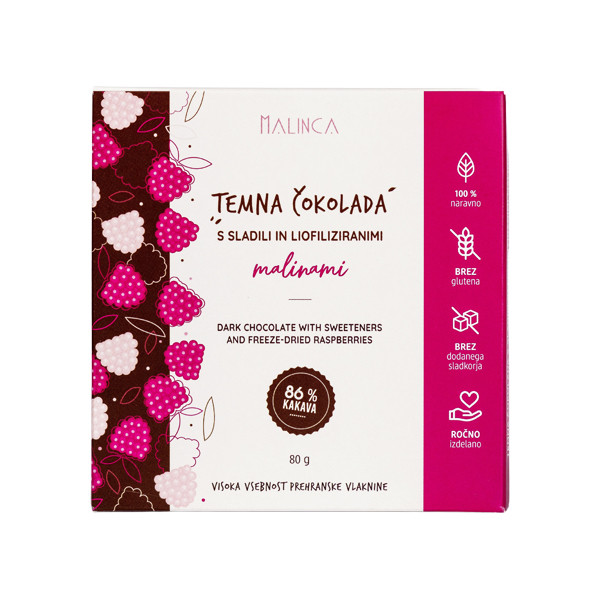 Cioccolato fondente con stevia - Al lampone 80 g