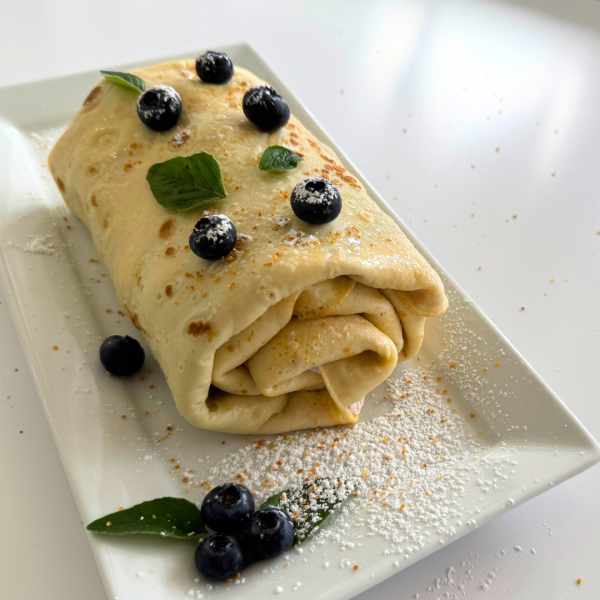 VIDEO: Rotolo di pancake ai mirtilli